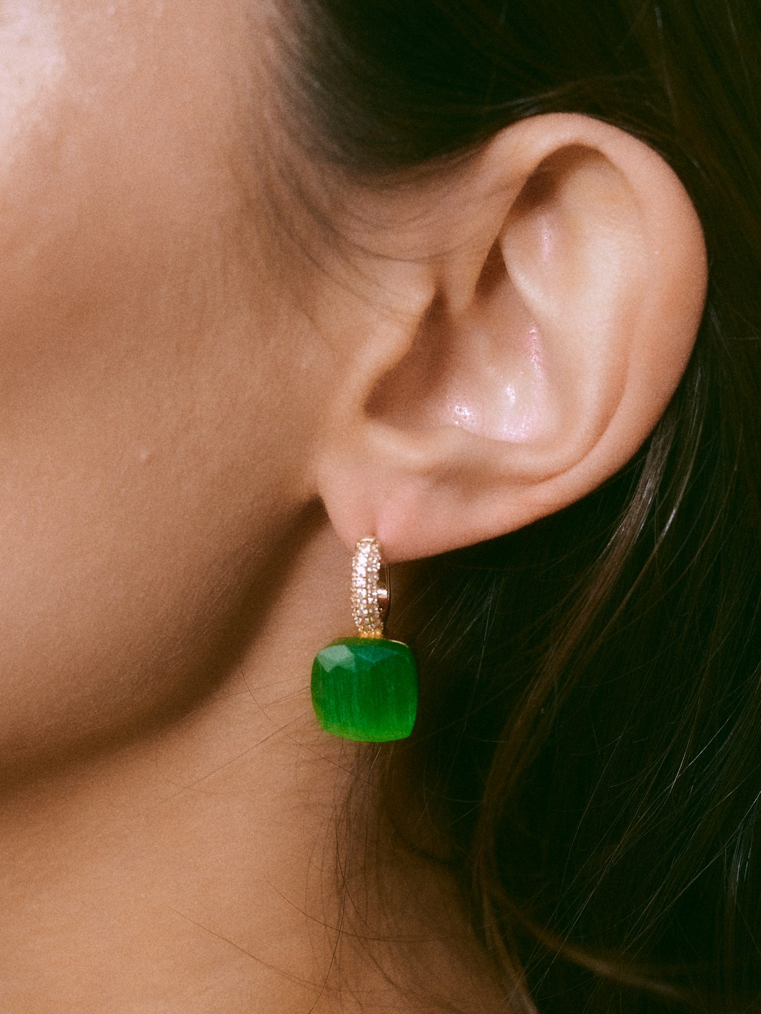 GREEN crystal earrings