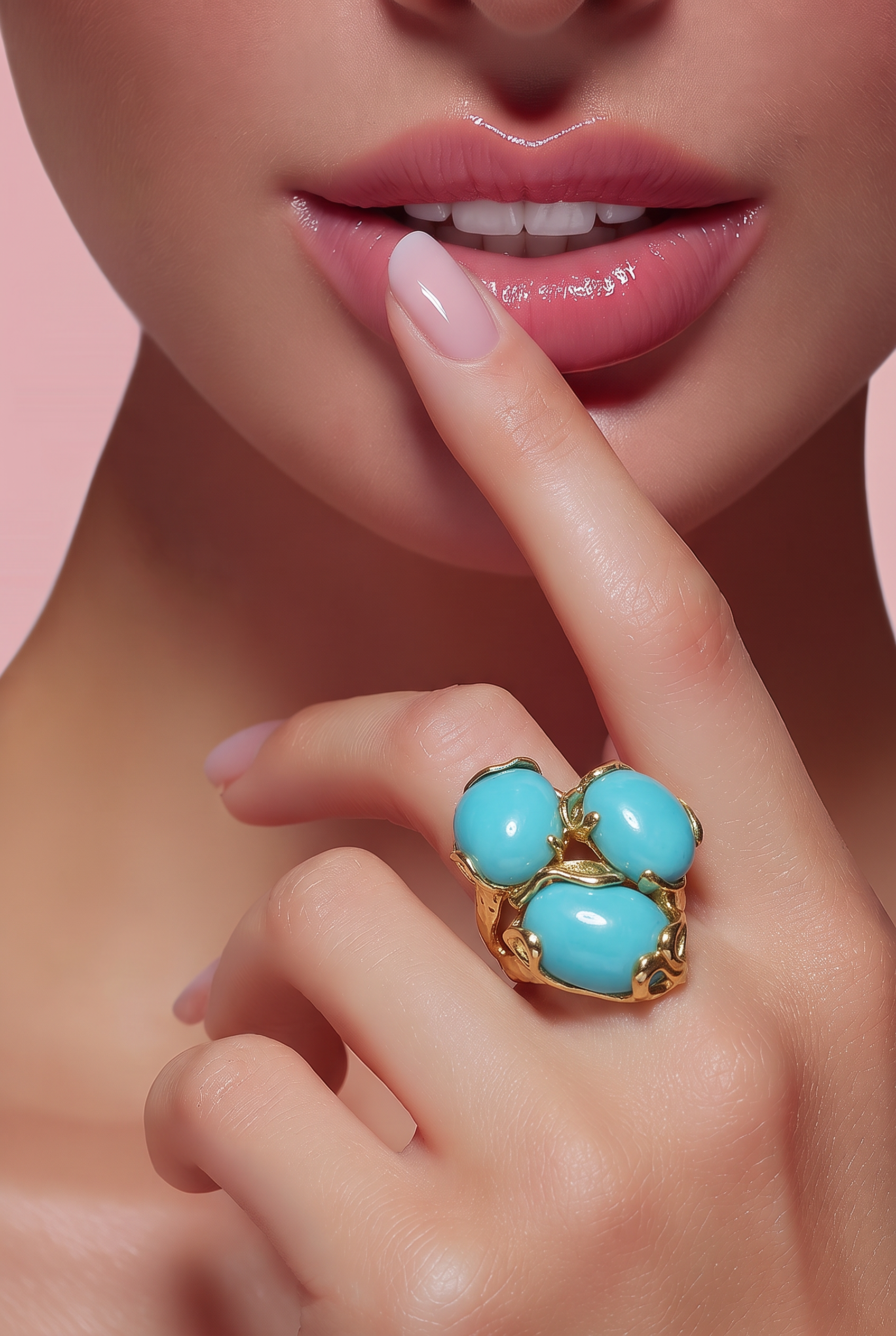 Caramello Ring with Turquoise Inlay