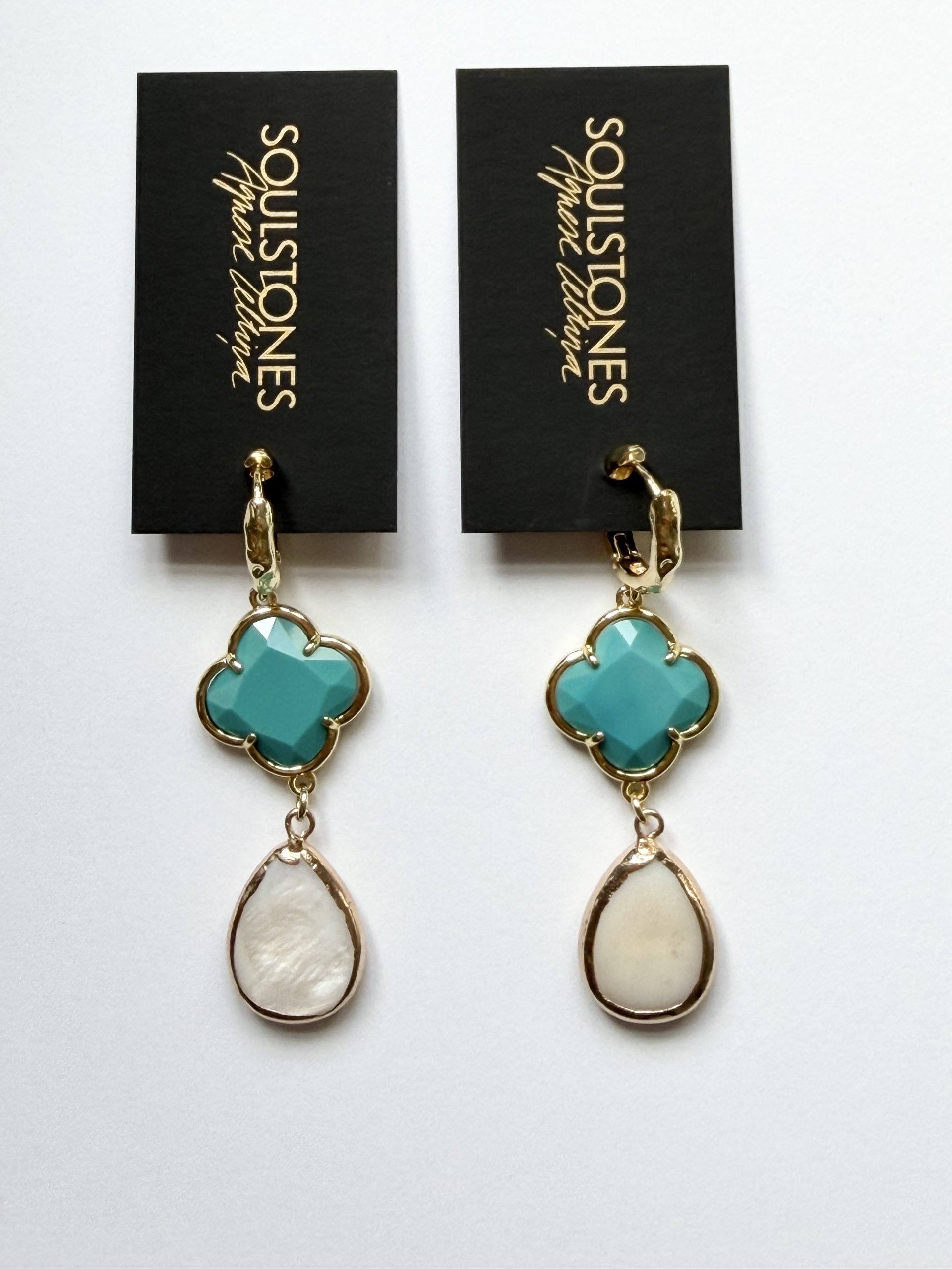 ROYAL SOUL Turquoise and Mother-of-Pearl Drop Earrings