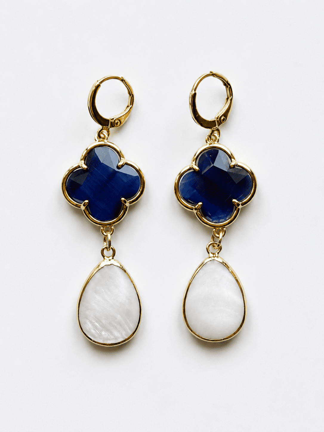 PRE-ORDER 5/29 MIDNIGHT BLUE cat-eye and mother-of-pearl drop earrings