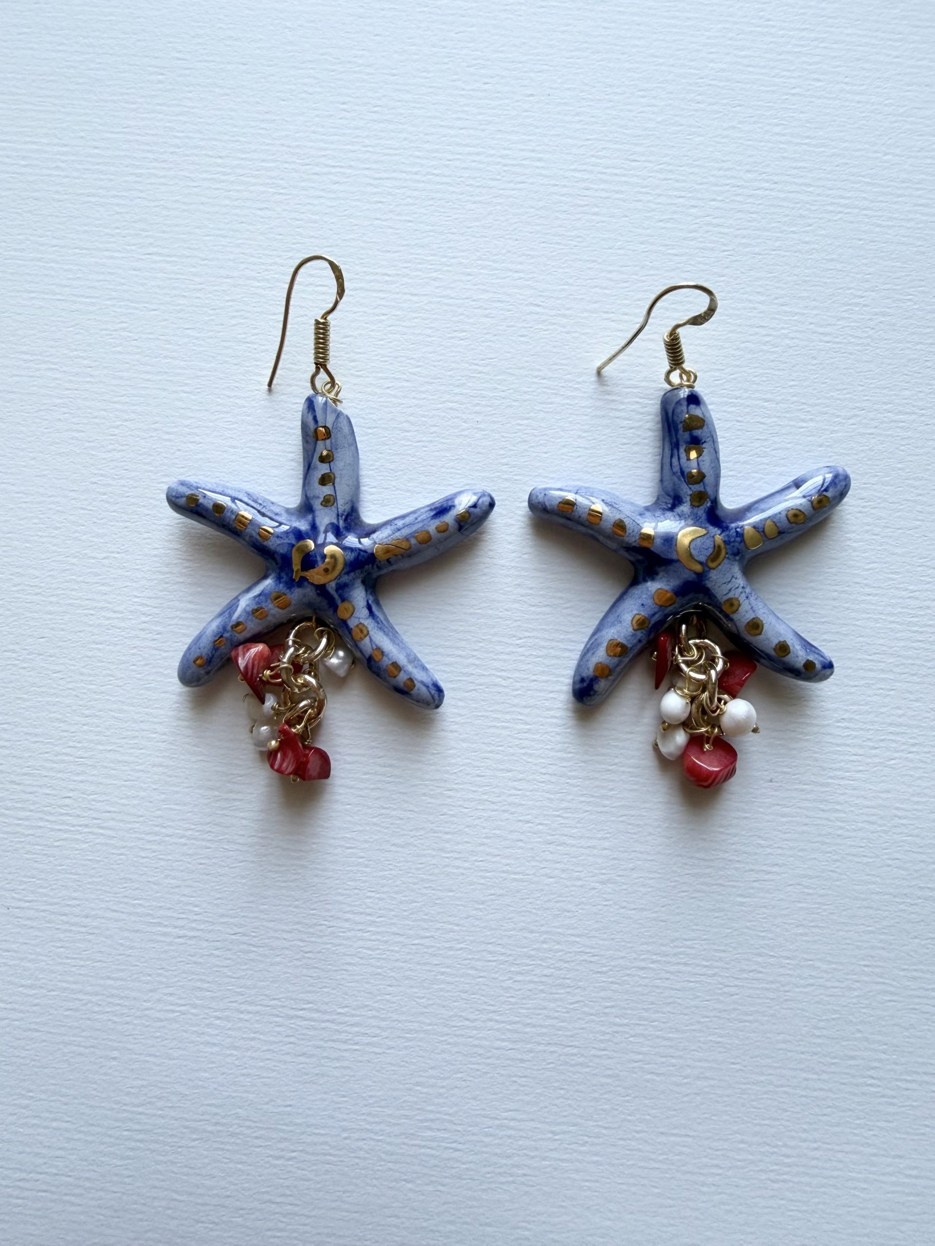 "Starfish" Earrings, Sicilian Pottery