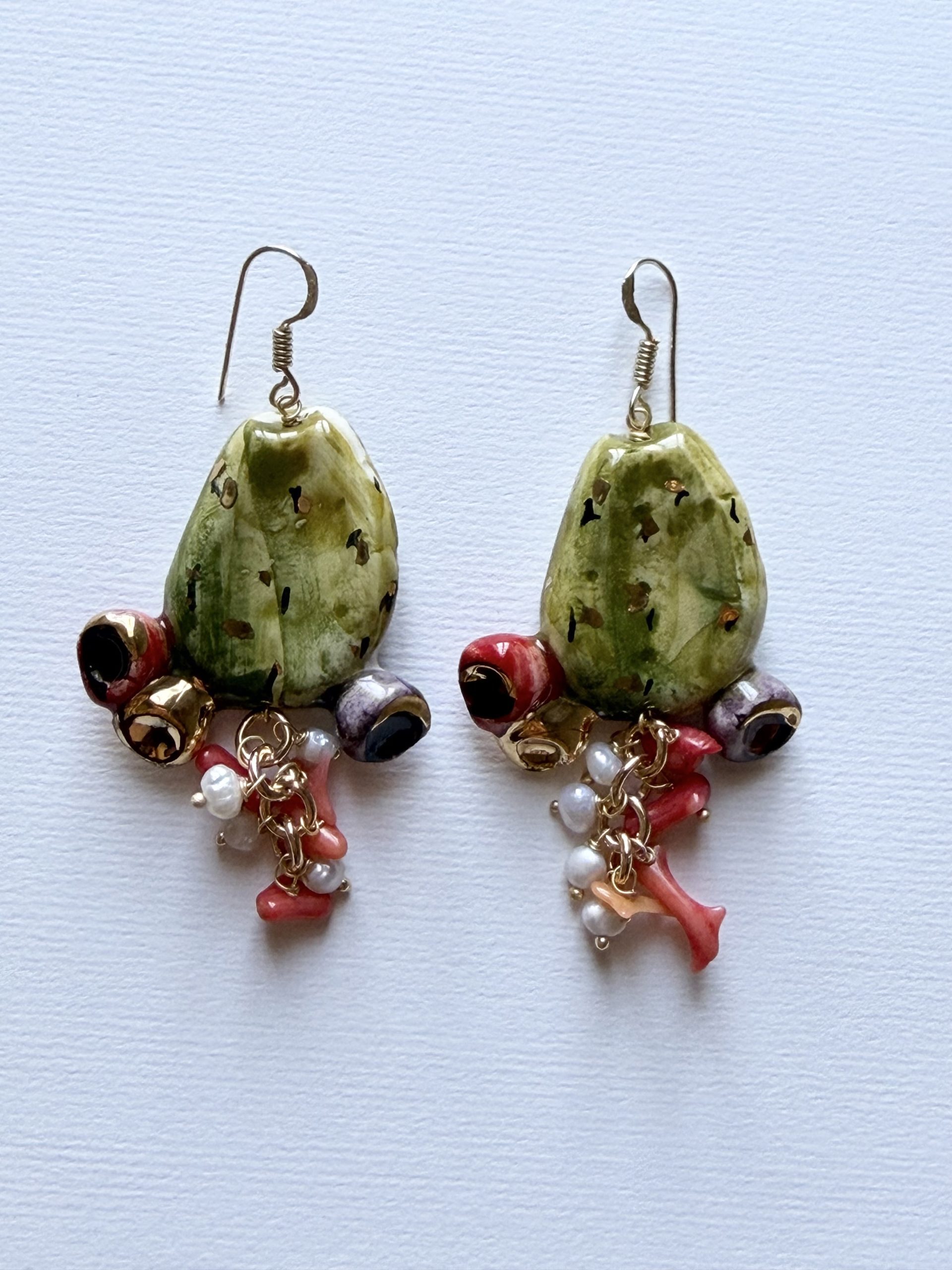 Sicilian Ceramics "Cacti" Large Earrings