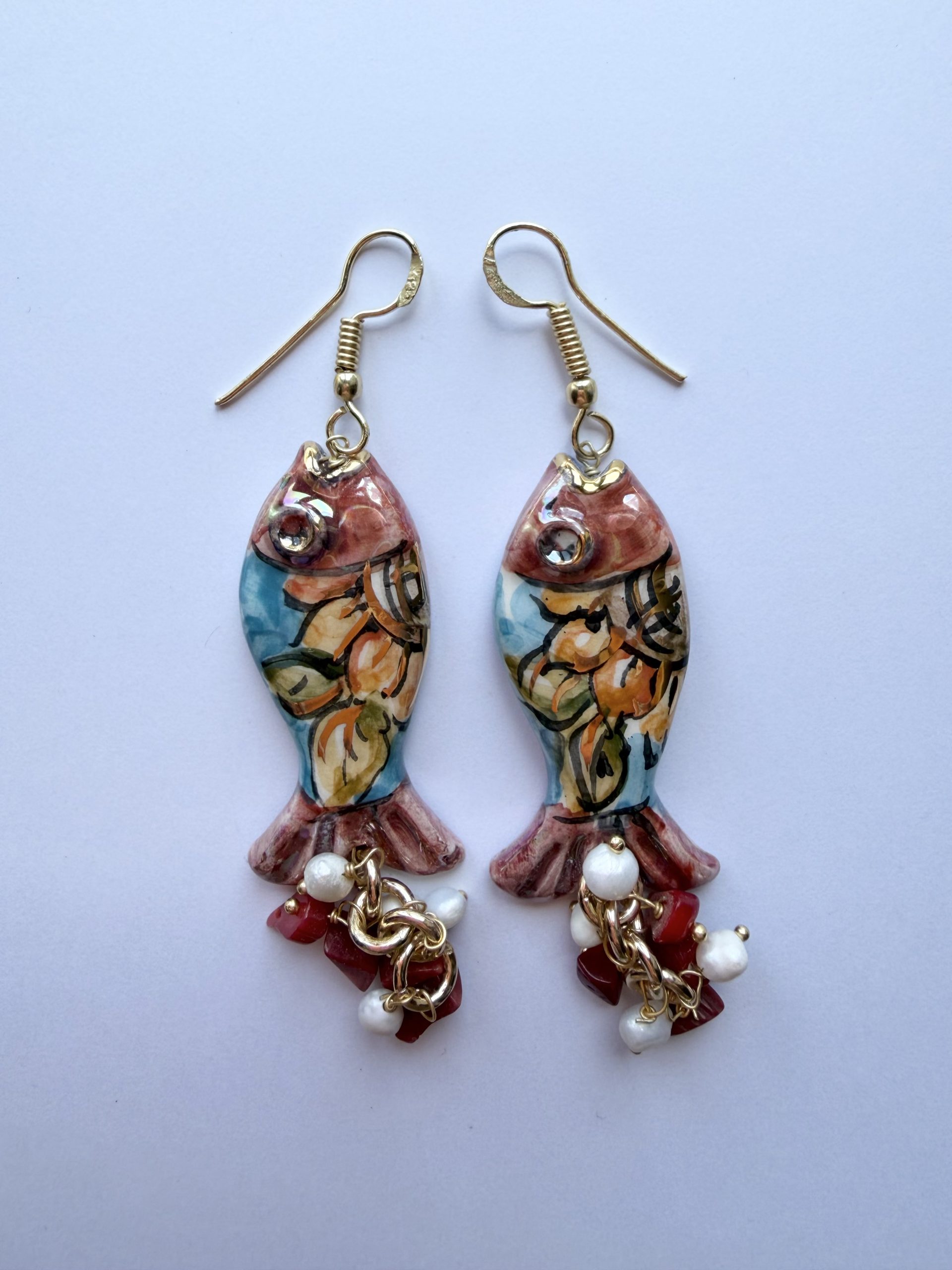 "Fish" Earrings, Sicilian Ceramics