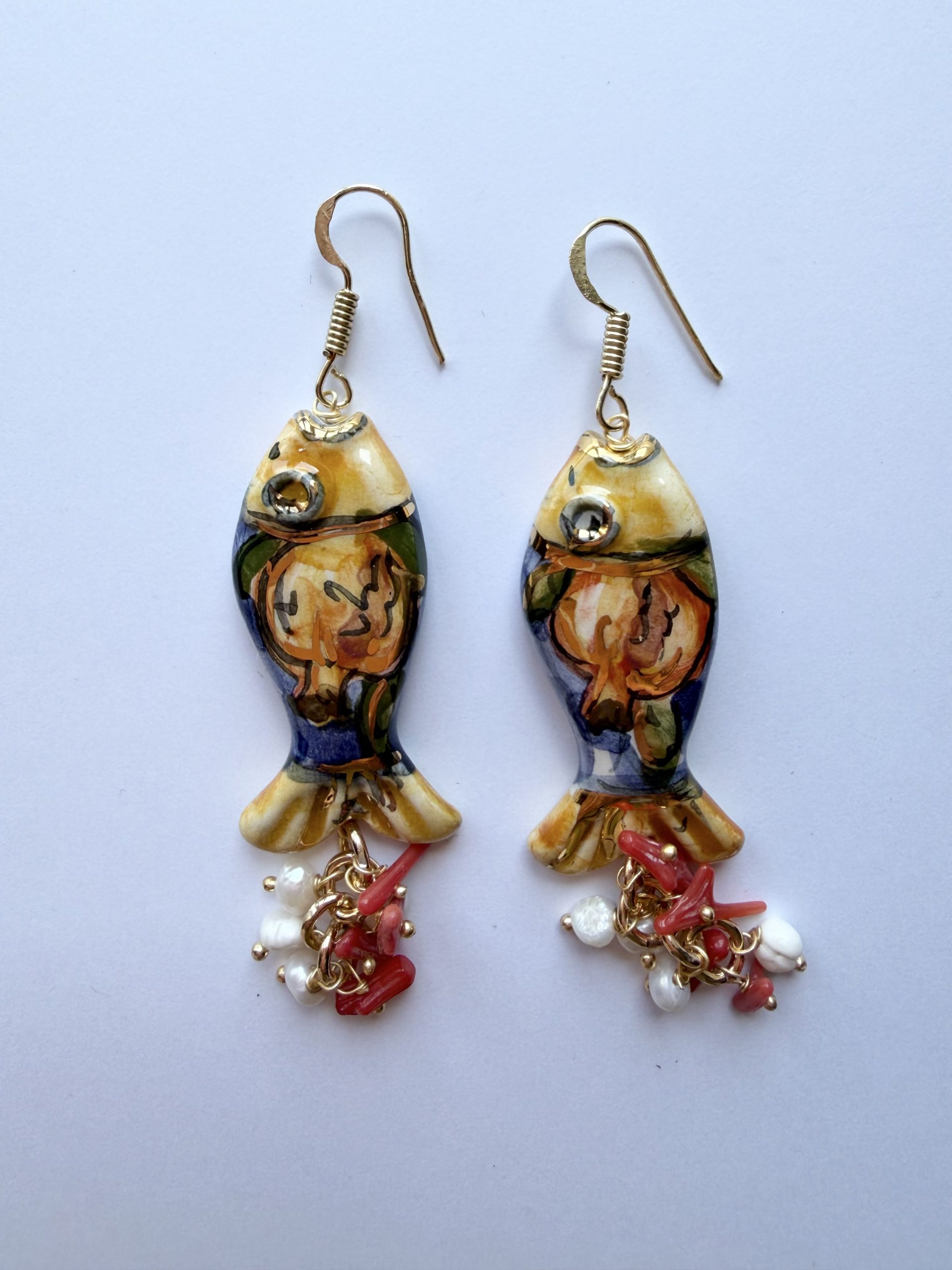 "Fish" Earrings, Sicilian Ceramics