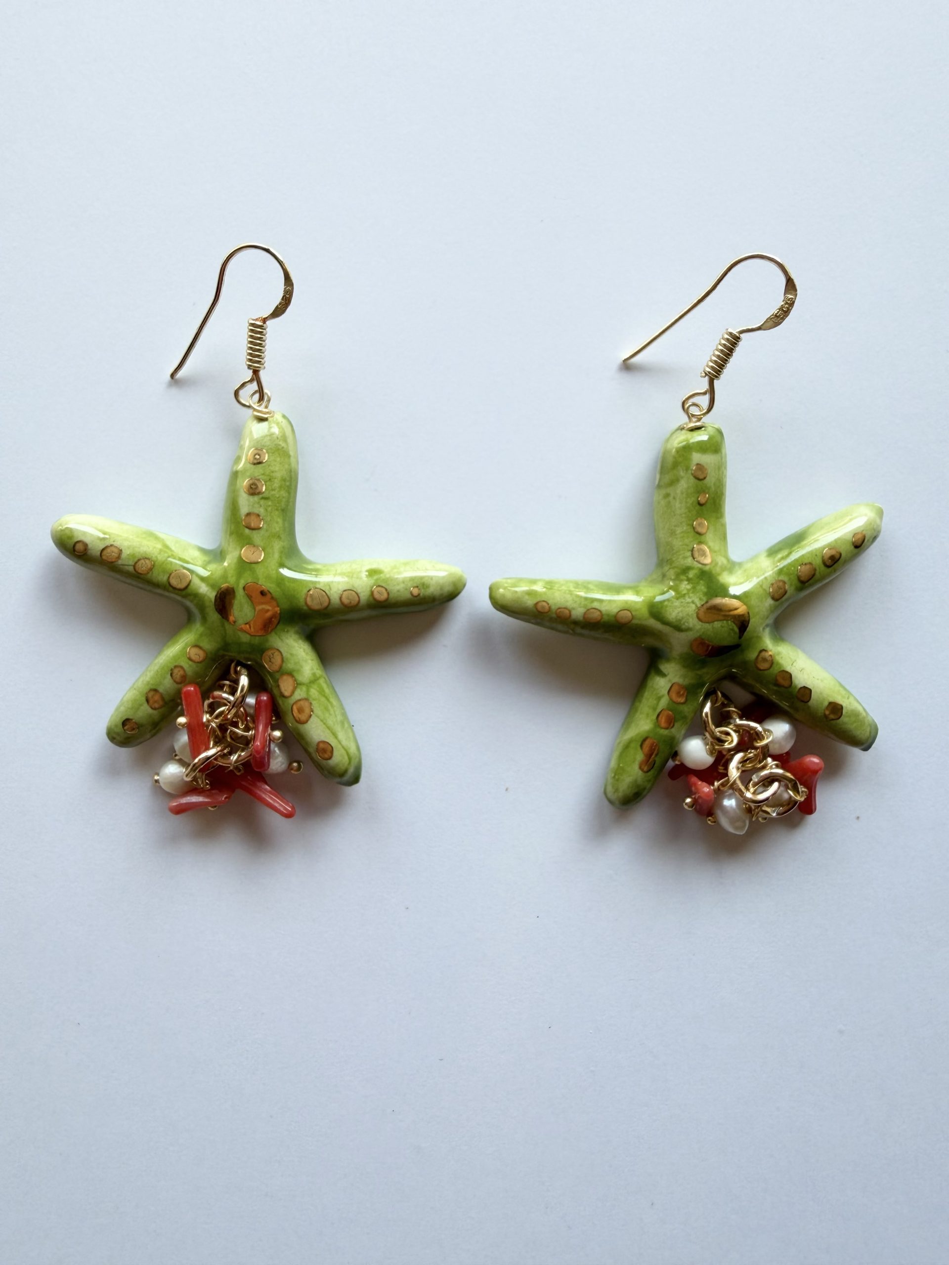 "Starfish" Earrings, Sicilian Pottery