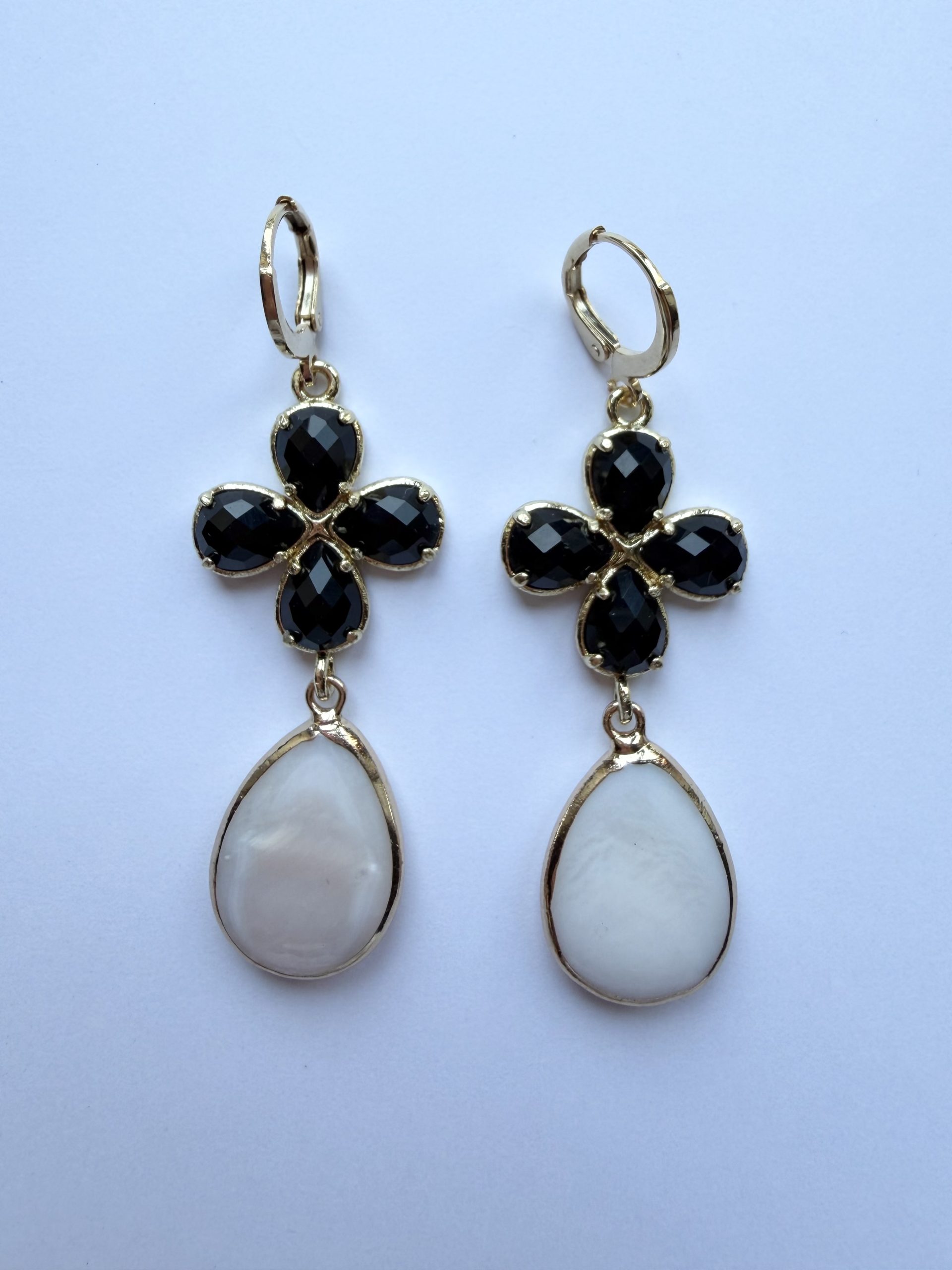 ROYAL SOUL Black Onyx and Mother-of-Pearl Drop Earrings