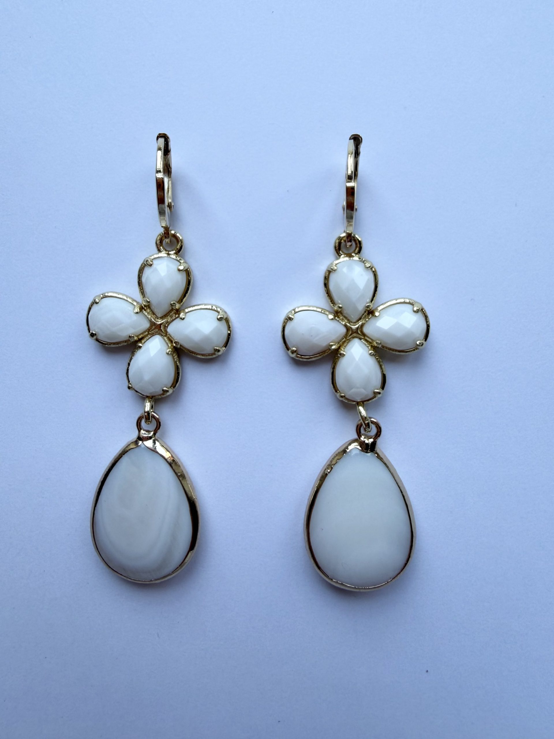 ROYAL SOUL White Agate and Mother-of-Pearl Drop Earrings