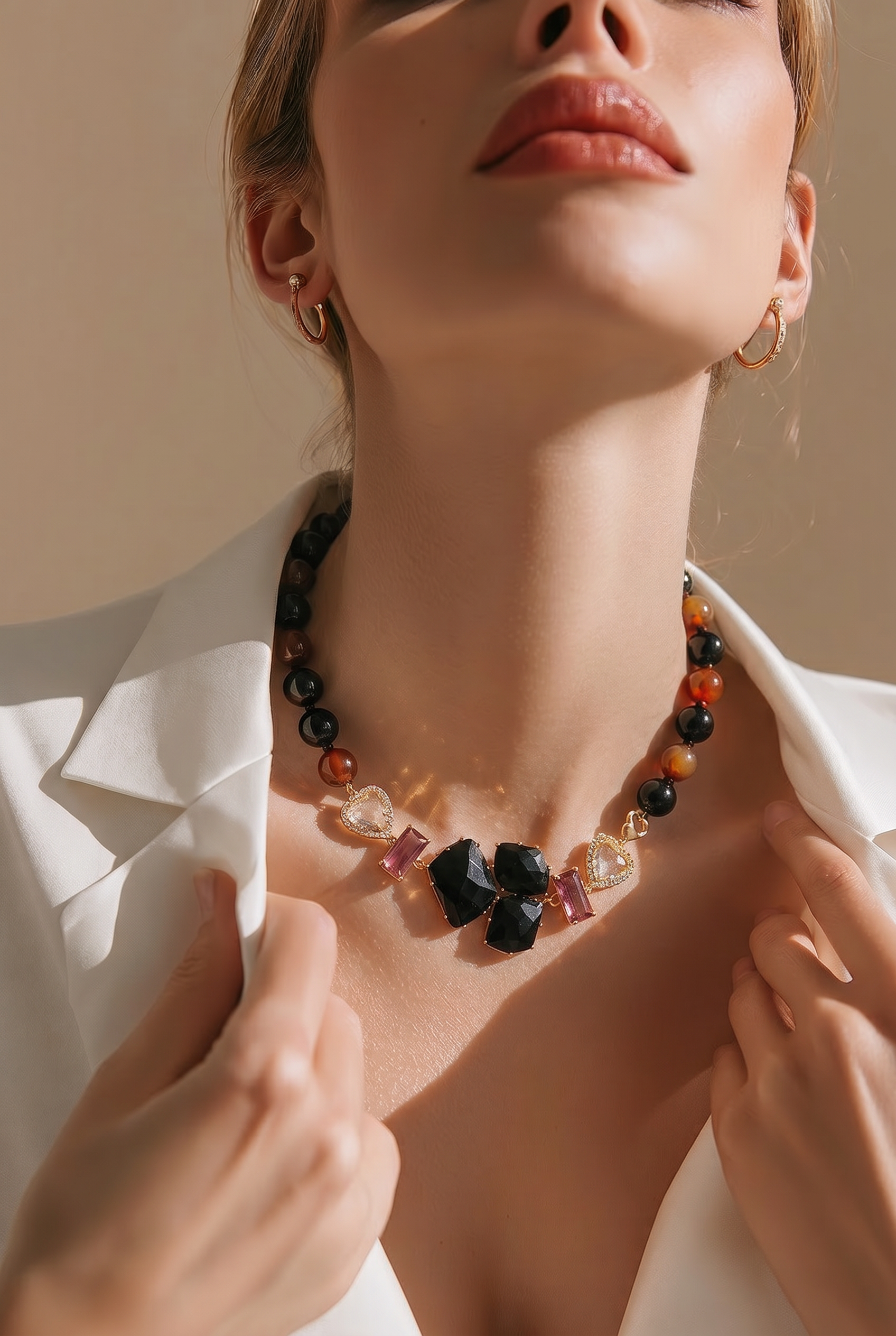 Dolce Vita Necklace with Crystal, Onyx, and Agate