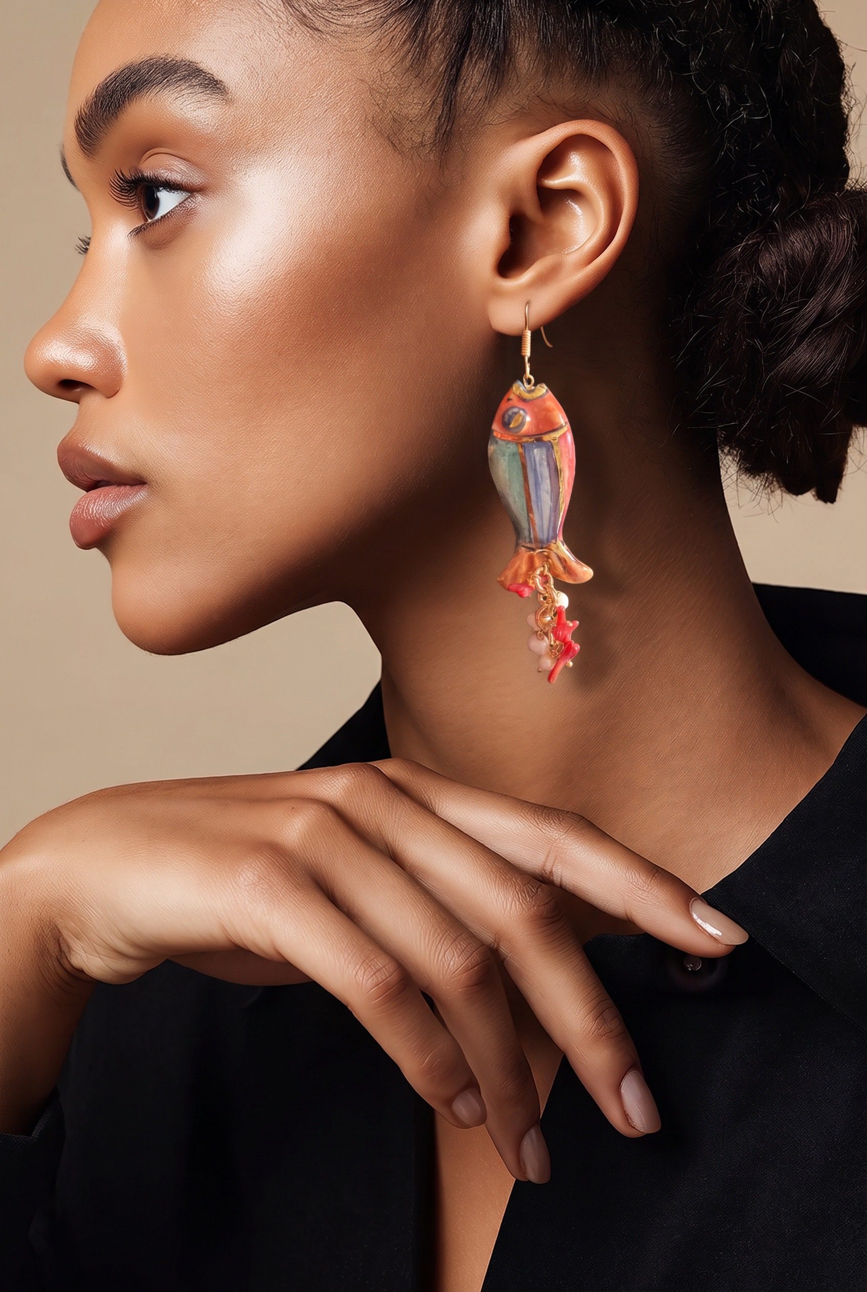 "Fish" Earrings, Sicilian Ceramics