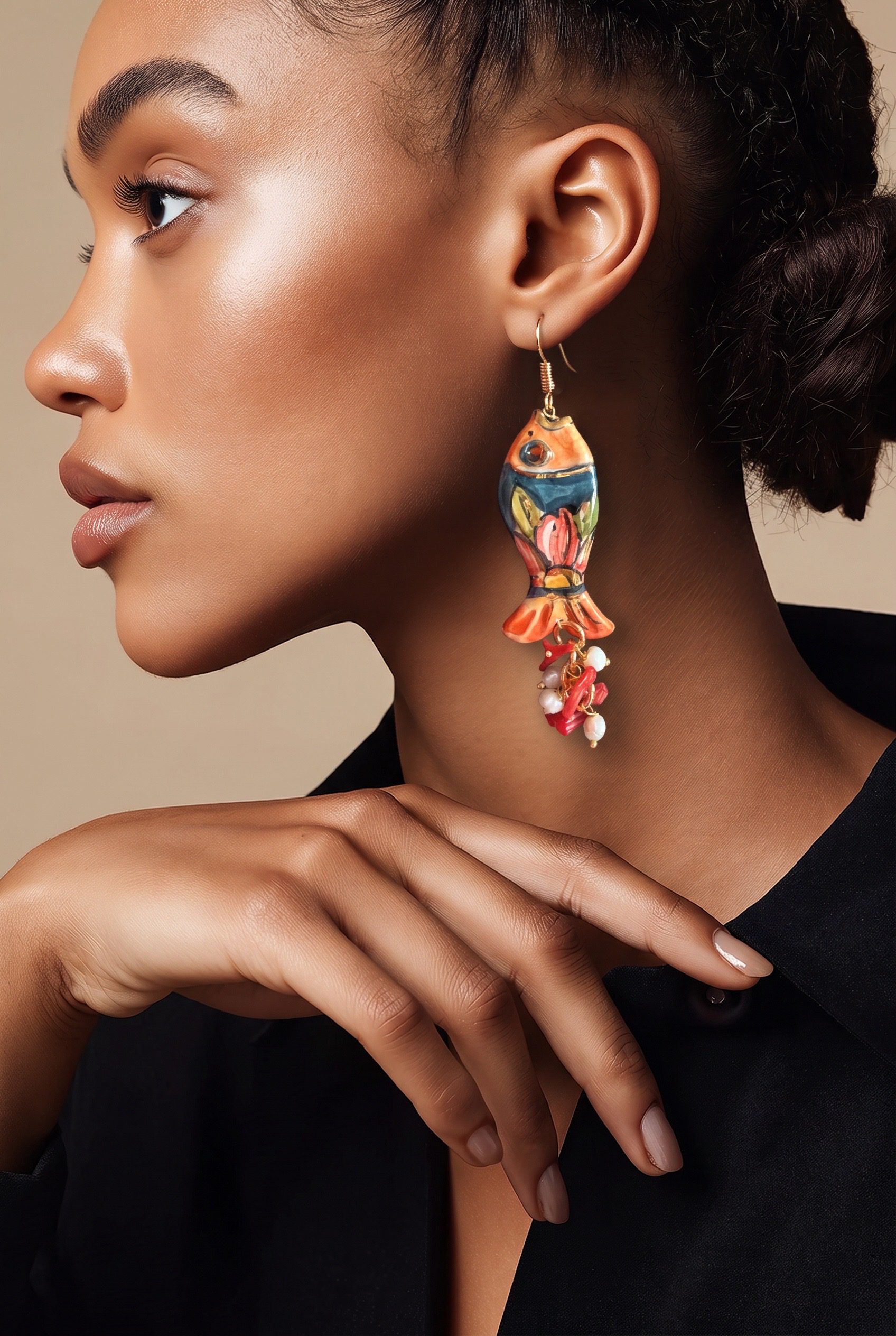 "Fish" Earrings, Sicilian Ceramics