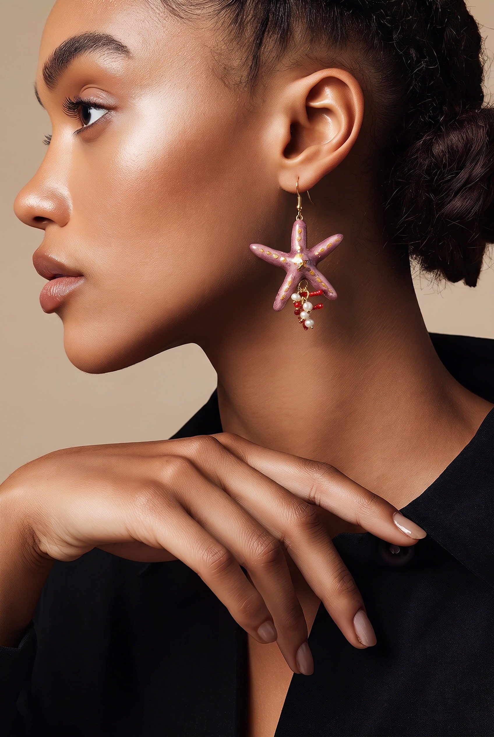 "Starfish" Earrings, Sicilian Pottery