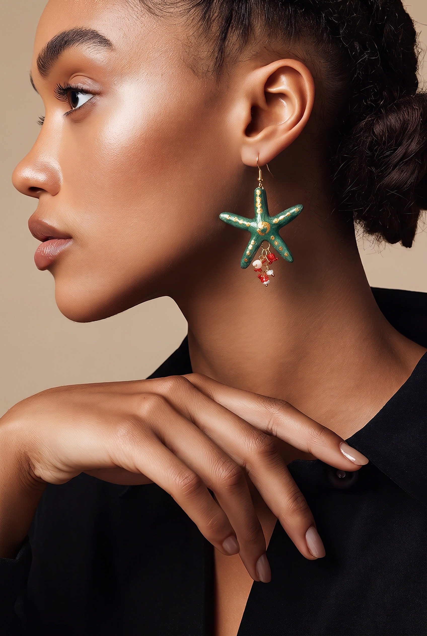 "Starfish" Earrings, Sicilian Pottery