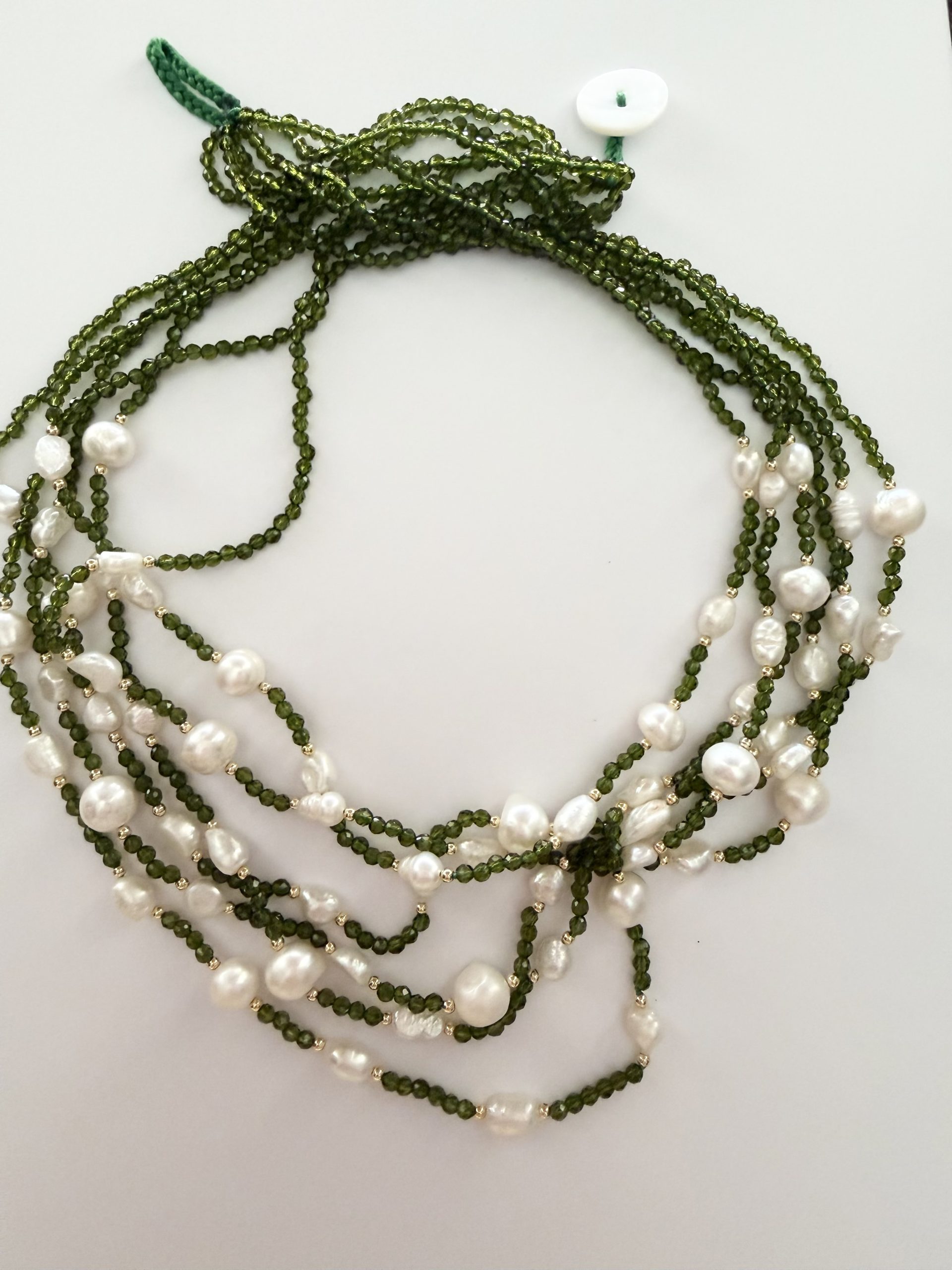 Dolce Vita Green Crystal and Baroque Pearl Natural Stone Necklace