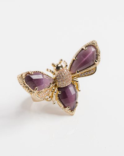 DZIĻI VIOLETS kaķacs bites gredzens 31x45mm