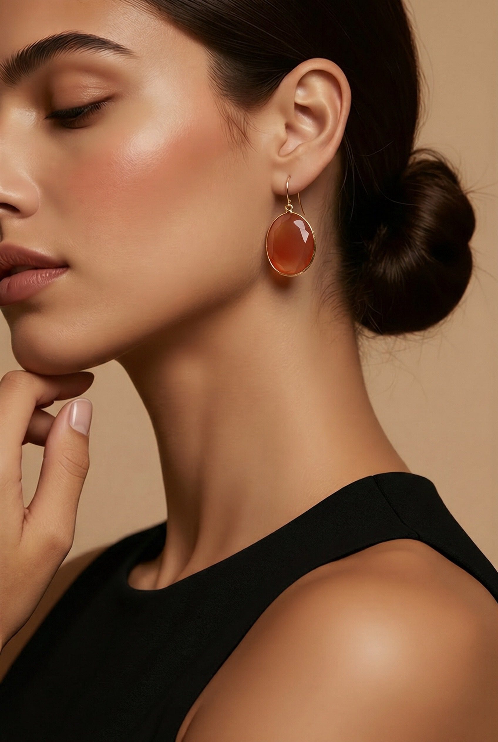 La Gioia Orange Cat Earrings, Size M