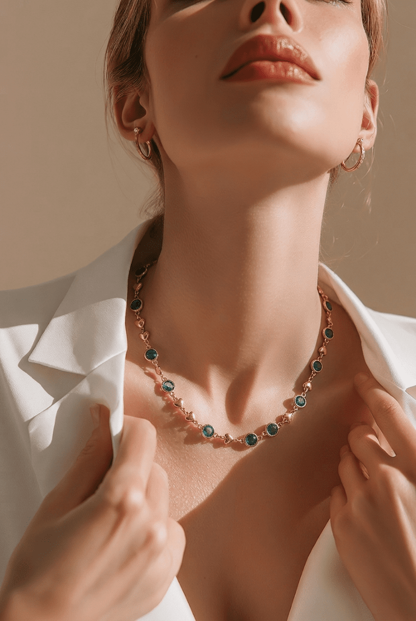 AMORE MIO jūras zils kristāla čokeris