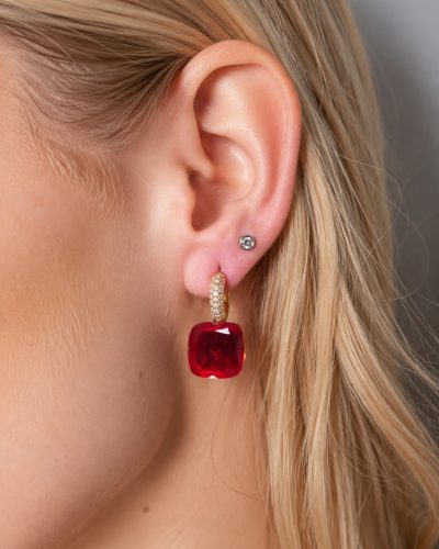 WINE-RED crystal earrings