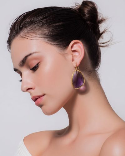 La Gioia dziļi violeti kristāla auskari M izmērs 4 cm