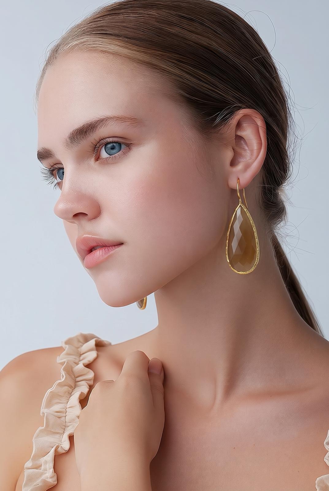 La Gioia honey cat's eye earrings 5 cm