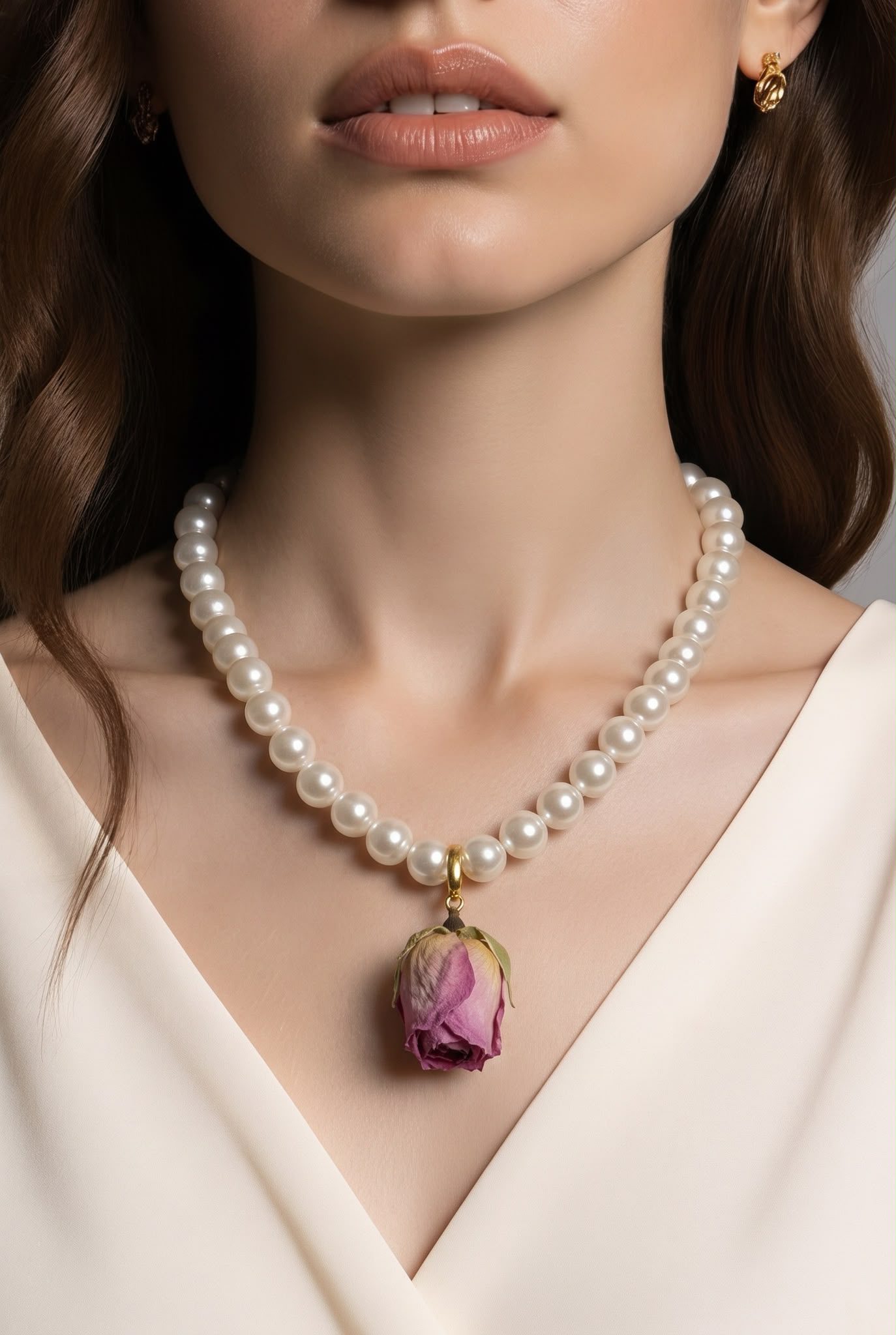 ROYAL SOUL 8 mm perlamutra pērļu transformeris ar rose viva piekariņu